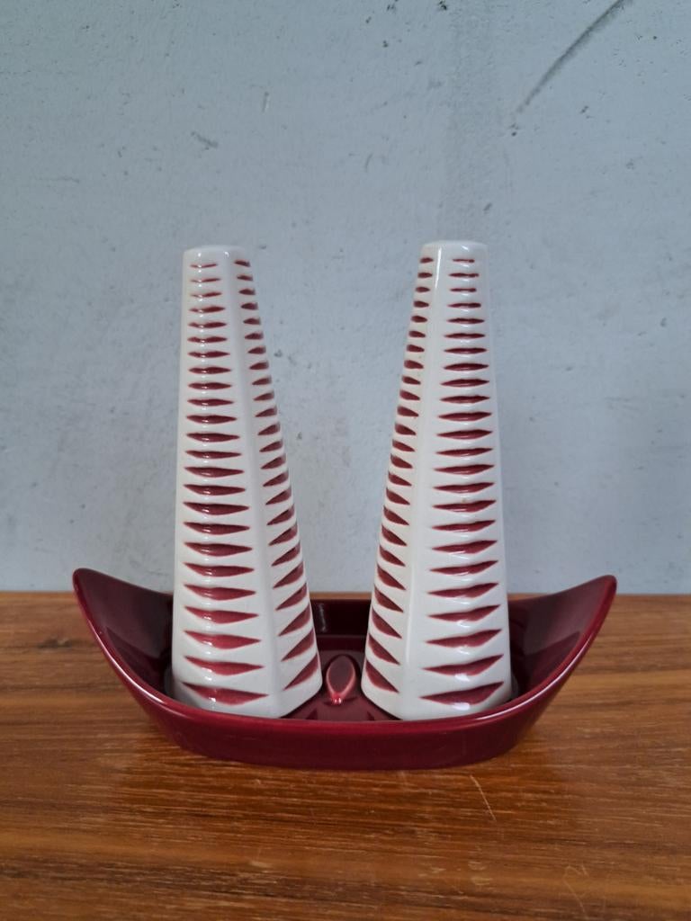 Retro zeldzaam rood/wit peper & zout stel Hornsea Pottery En, Verzamelen, Retro, Ophalen of Verzenden