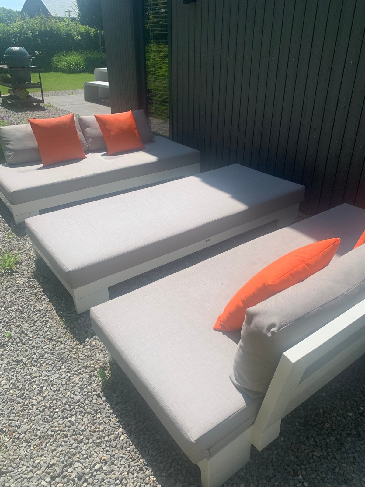 Loungeset 3 delig per deel 195x80 cm, Ophalen, Gebruikt, Bank, 6 zitplaatsen