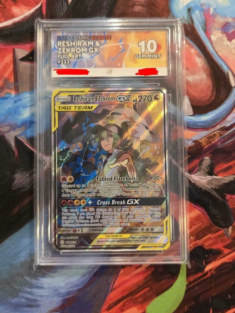 Reshiram & zekrom GX tag team #222 ace 10, Ophalen of Verzenden, Zo goed als nieuw, Losse kaart