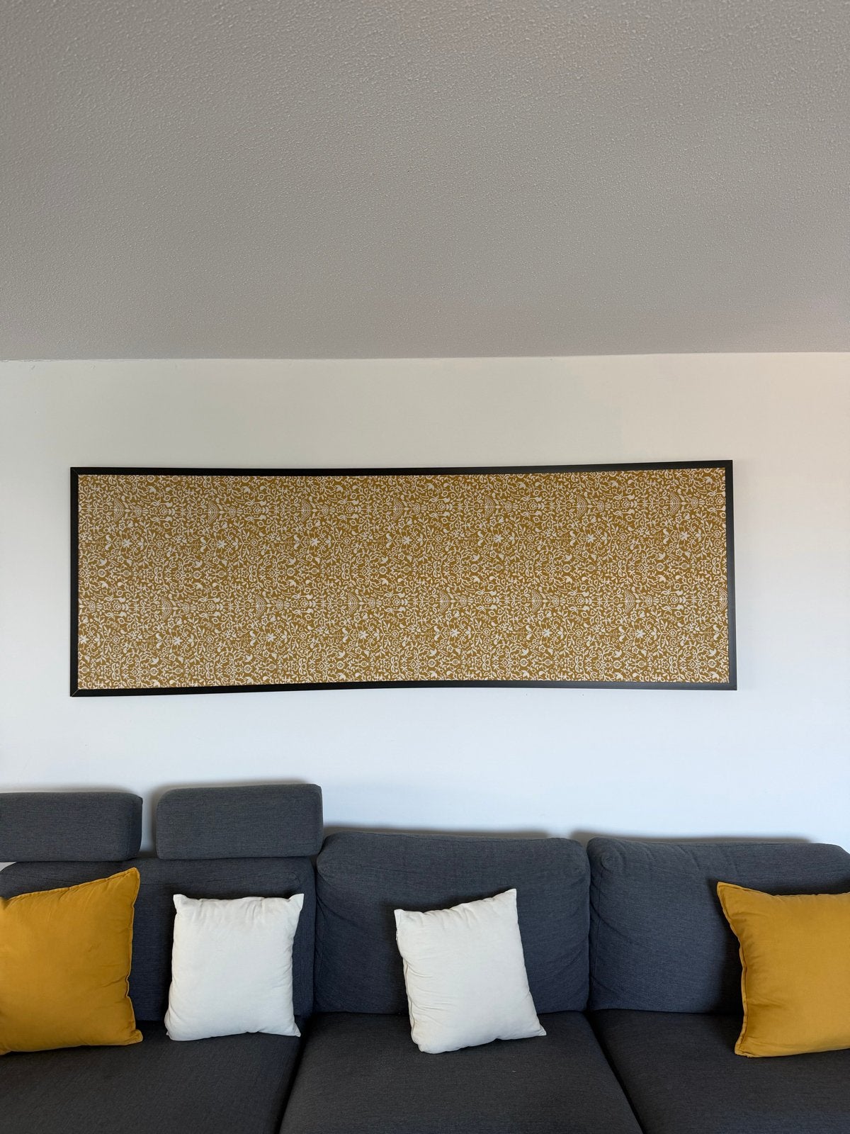Groot panoramisch schilderij okergeel⁠, Ophalen, Hout, Modern, Goud