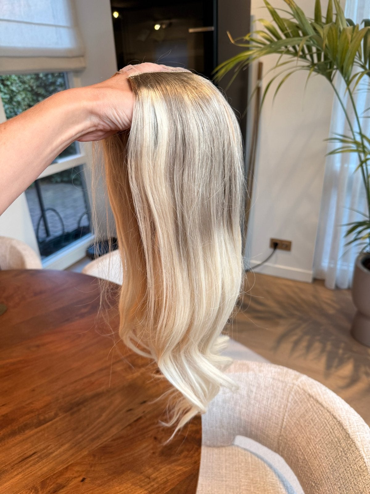 Nieuw U-part haarstuk - Echt haar, blond met overloop, Ophalen of Verzenden, Nieuw, Pruik of Haarverlenging