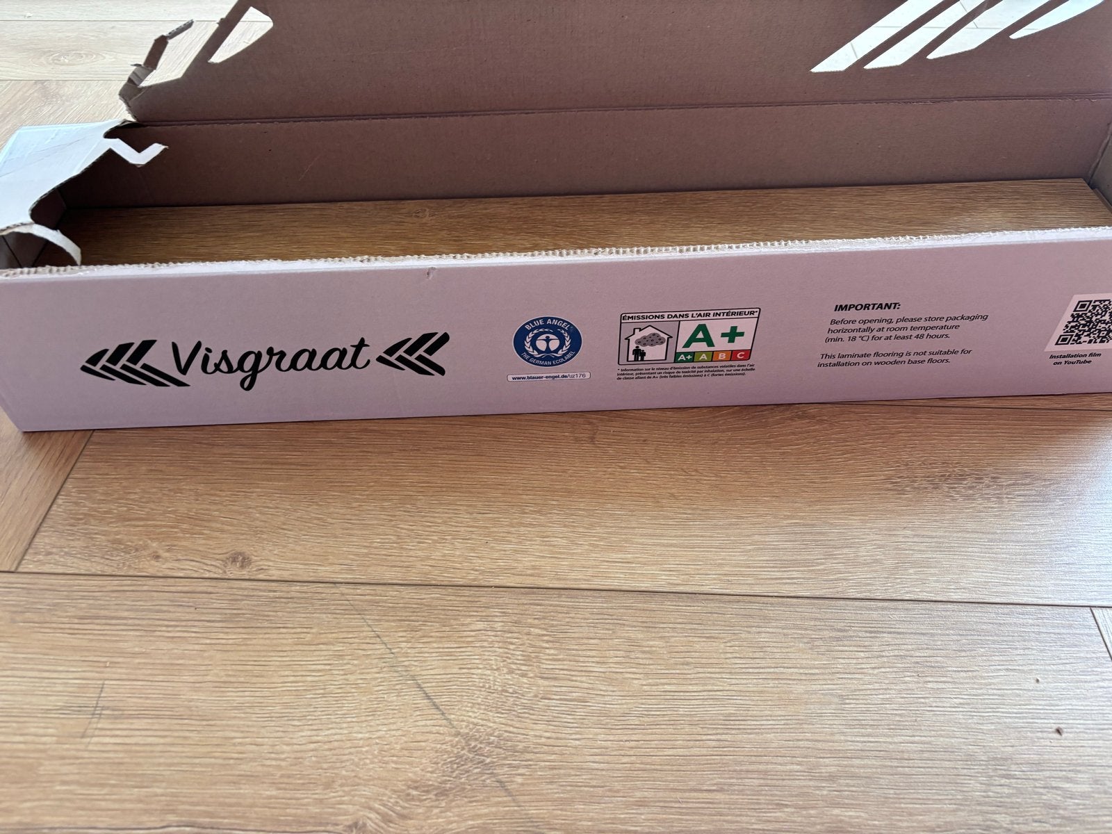 Restpartij Visgraat Laminaat Grand Oak - Natuurlijk Eiken, Ophalen, Gebruikt, 50 tot 150 cm, Minder dan 5 m²