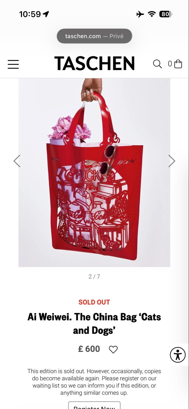 Ai Weiwei The China Bag 'Cats and Dogs' - Limited Edition, Ophalen of Verzenden, Zo goed als nieuw, Rood, Shopper