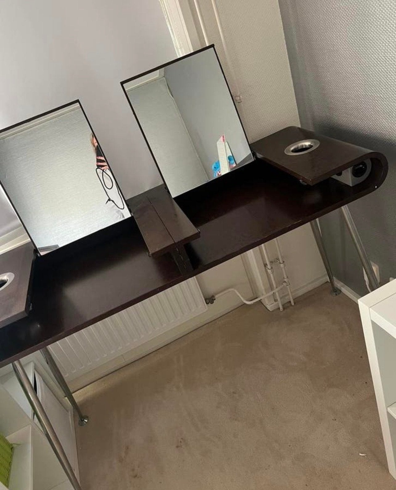 Visagie / Kaptafel met spiegel en opbergruimte, Ophalen, Gebruikt, 100 tot 150 cm, Minder dan 100 cm
