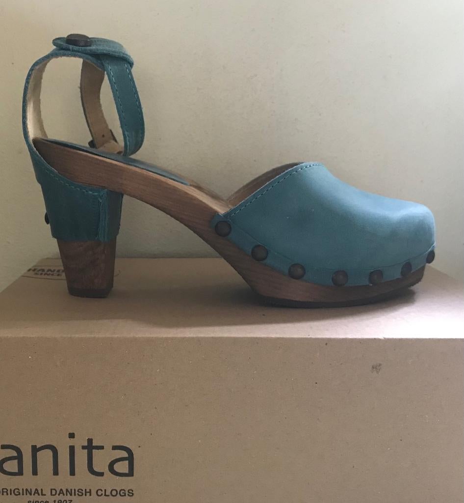 Sanita Klompen Sandalen Zeegroen Turquoise 40, Zo goed als nieuw, Sanita, Groen, Sandalen of Muiltjes