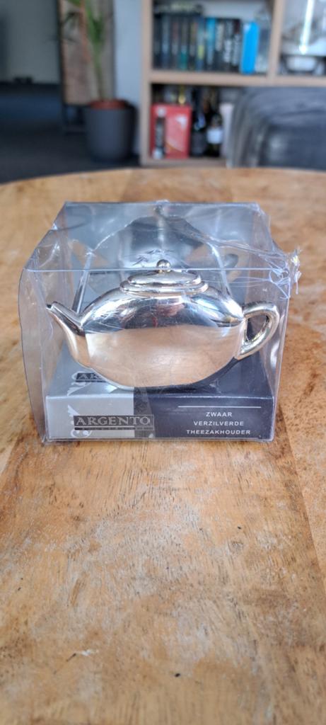 Zwaar Verzilverde Theezakhouder - Argento Theepot Design, Antiek en Kunst, Ophalen of Verzenden, Zilver