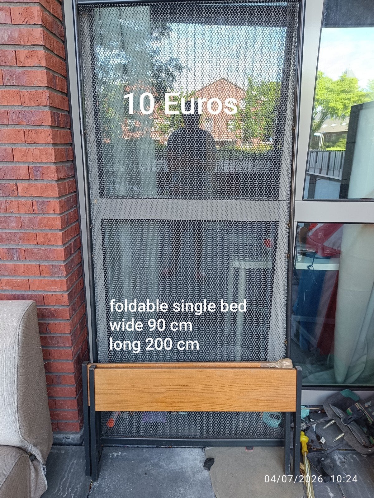 Opklapbaar eenpersoonsbed 90x200 cm, Ophalen, 90 cm, Eenpersoons, Wit
