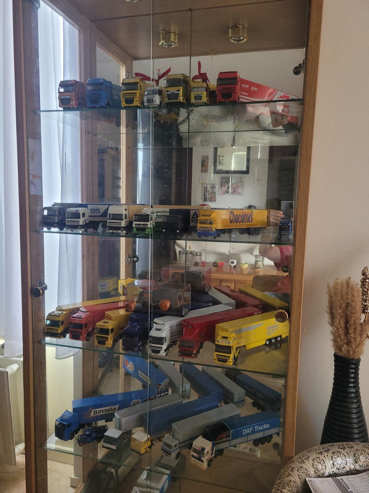 Verzameling DAF Trucks schaalmodellen in vitrinekast, Overige merken, Groter dan 1:32, Ophalen of Verzenden, Zo goed als nieuw