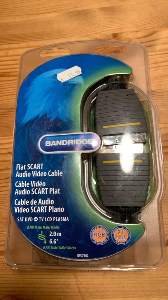 Bandridge Platte SCART Audio Video Kabel 2.0m, Ophalen of Verzenden, Nieuw, 2 tot 5 meter, Scartkabel
