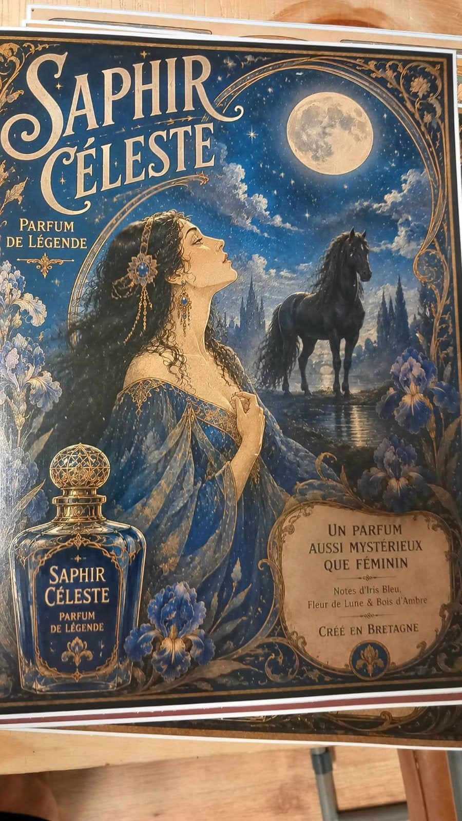 Art Nouveau Poster Saphir Céleste - 30x40cm, Rechthoekig Staand, Verzenden, Zo goed als nieuw, A1 t/m A3