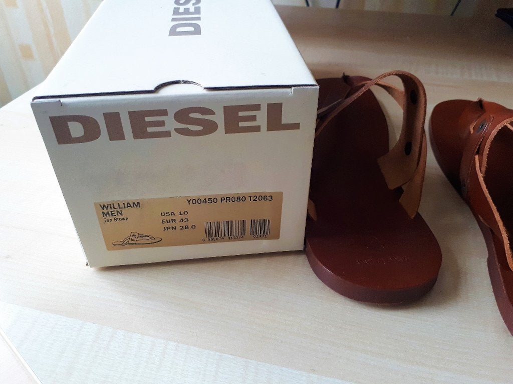 Diesel leren slippers nieuw maat 43, Slippers, Diesel, Bruin, Nieuw