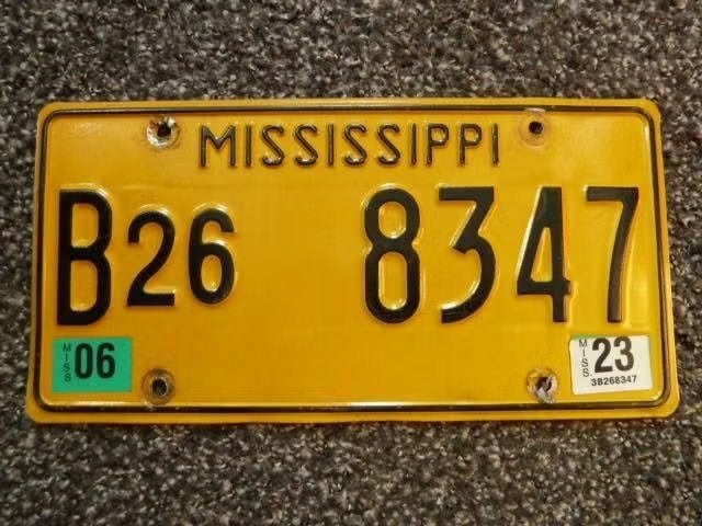 Kentekenplaat licenseplate Mississippi Yellow USA, Verzenden, Gebruikt, Auto's
