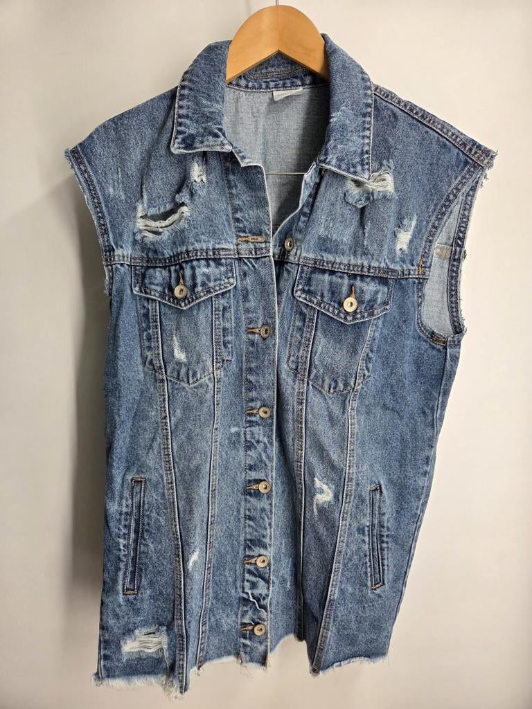 Spijkerjasje oversized maat XS Laulia (2468*), Kleding | Dames, Jassen | Zomer, Zo goed als nieuw, Maat 34 (XS) of kleiner, Blauw