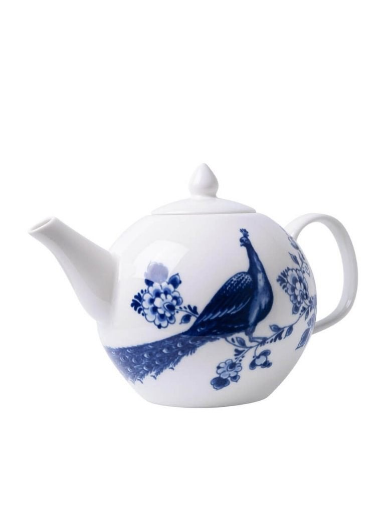 Heinen Delfts Blauw Paauw theepot 800 ml porselein, Overige merken, Ophalen of Verzenden, Delftsblauw, Theepot