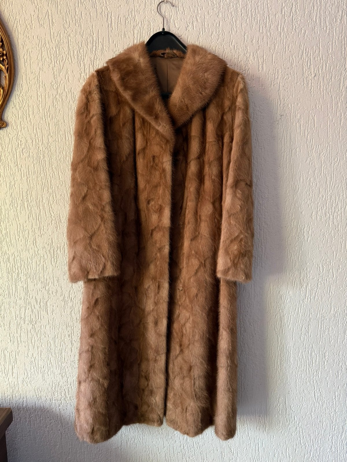 Luxe lange nerts bontjas, Ophalen, Gedragen, Maat 42/44 (L), Bruin