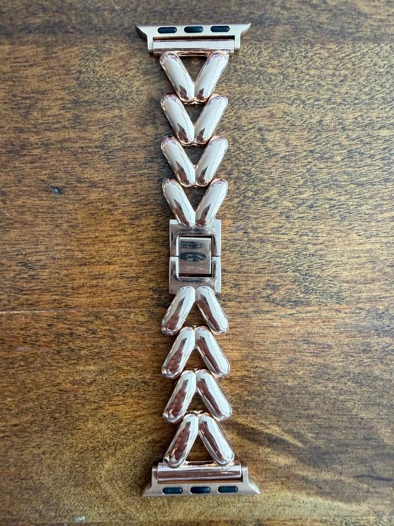 Metalen Apple Watch bandje rose goud smartwatch, Ophalen of Verzenden, Zo goed als nieuw, Roze, IOS