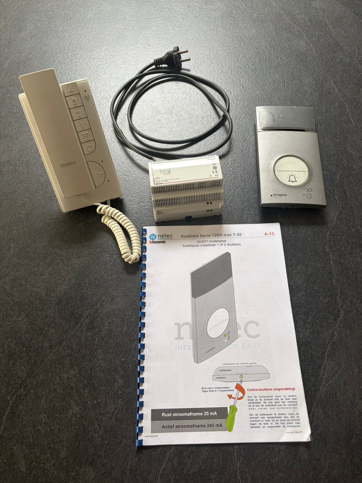 Bticino Audiokit Serie 120A Intercom Systeem, Ophalen of Verzenden, Gebruikt, Bedraad