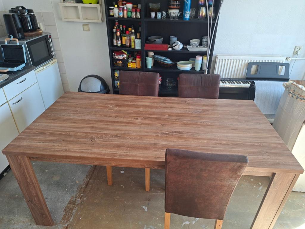 Eettafel houtlook (zonder stoelen), Ophalen, 50 tot 100 cm, Vijf personen of meer, 150 tot 200 cm