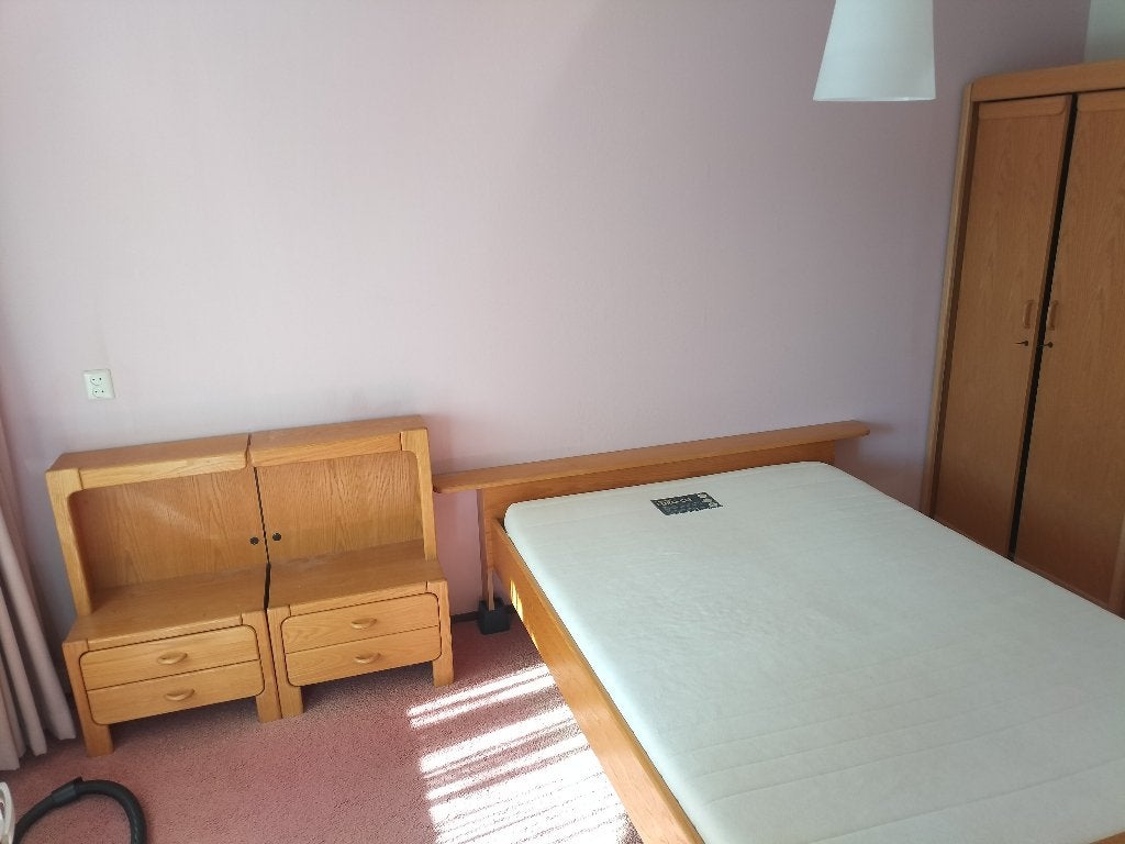 Eiken bed meubel en kast, Ophalen, Houten ameubelement, Gebruikt, Beige