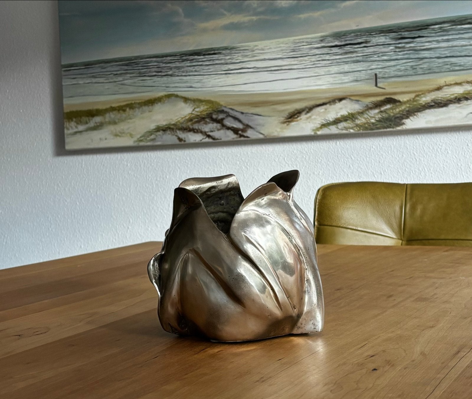 Verzilverde bronzen vaas/pot - Uniek design, Ophalen of Verzenden