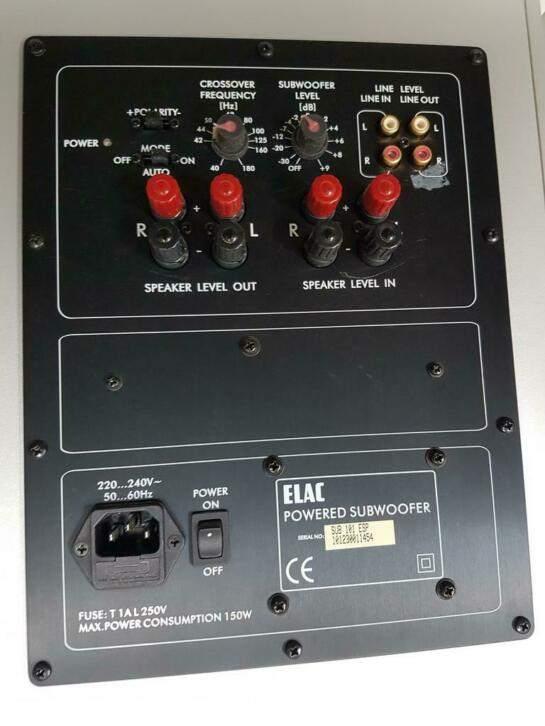 Elac Subwoofer + 5 speakers, Audio, Tv en Foto, Luidsprekers, Subwoofer, Zo goed als nieuw, 120 watt of meer, Ophalen