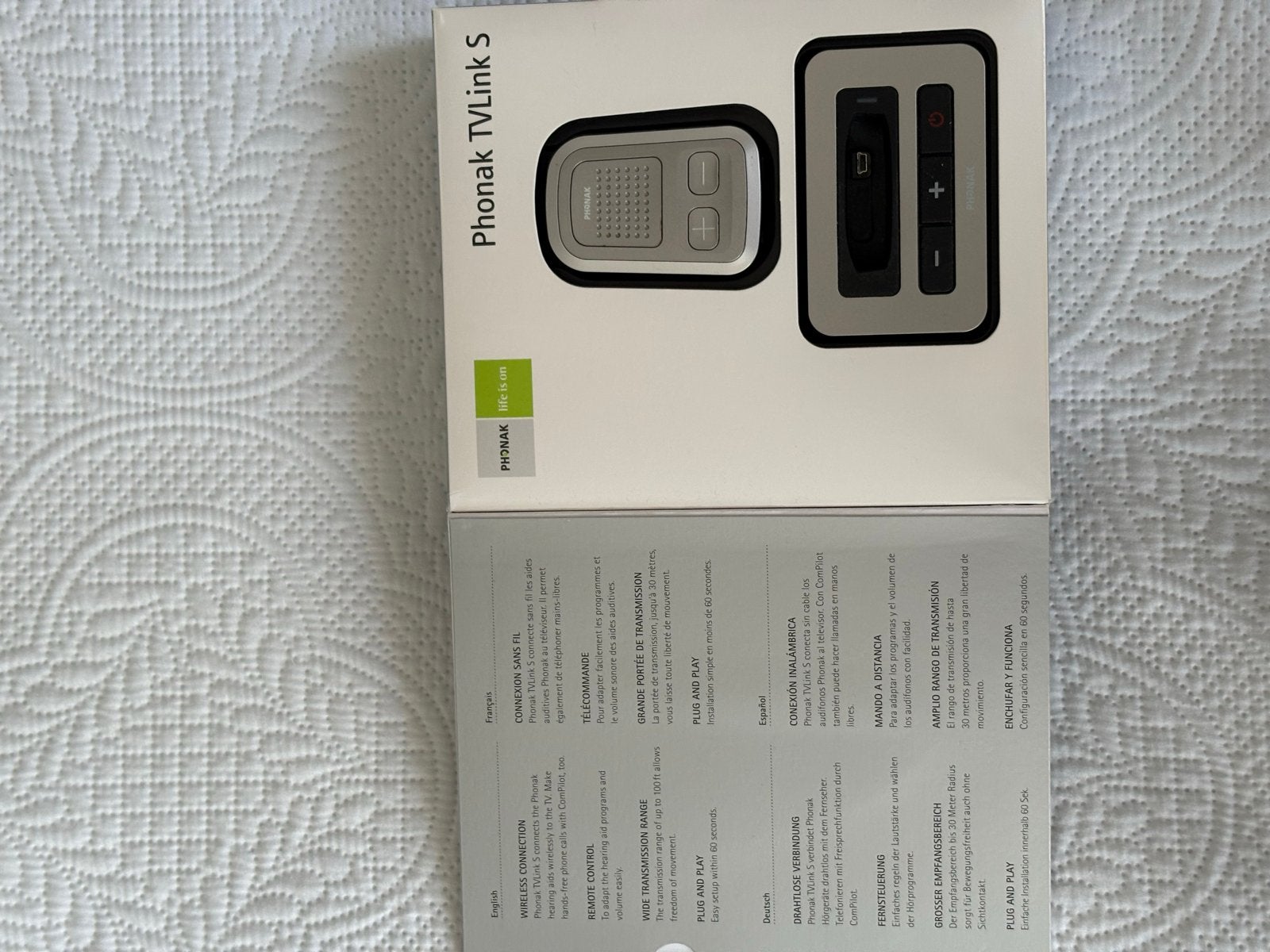 Phonak TV-Link S Basisstation + Afstandsbediening, Ophalen of Verzenden, Zo goed als nieuw, Minder dan 2 meter, Overige kabels