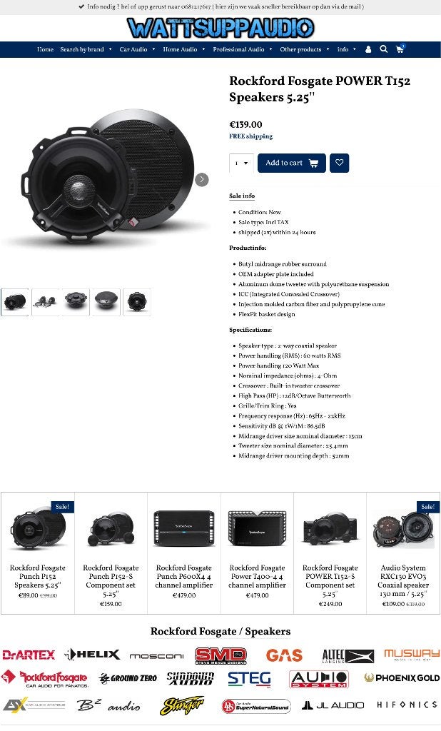 Rockford Fosgate POWER T152 Speakers 5.25'' / 13cm, Audio Design, Nieuw, Am Breilingsweg 3, 76709 Kronau, Duitsland, Ophalen of Verzenden