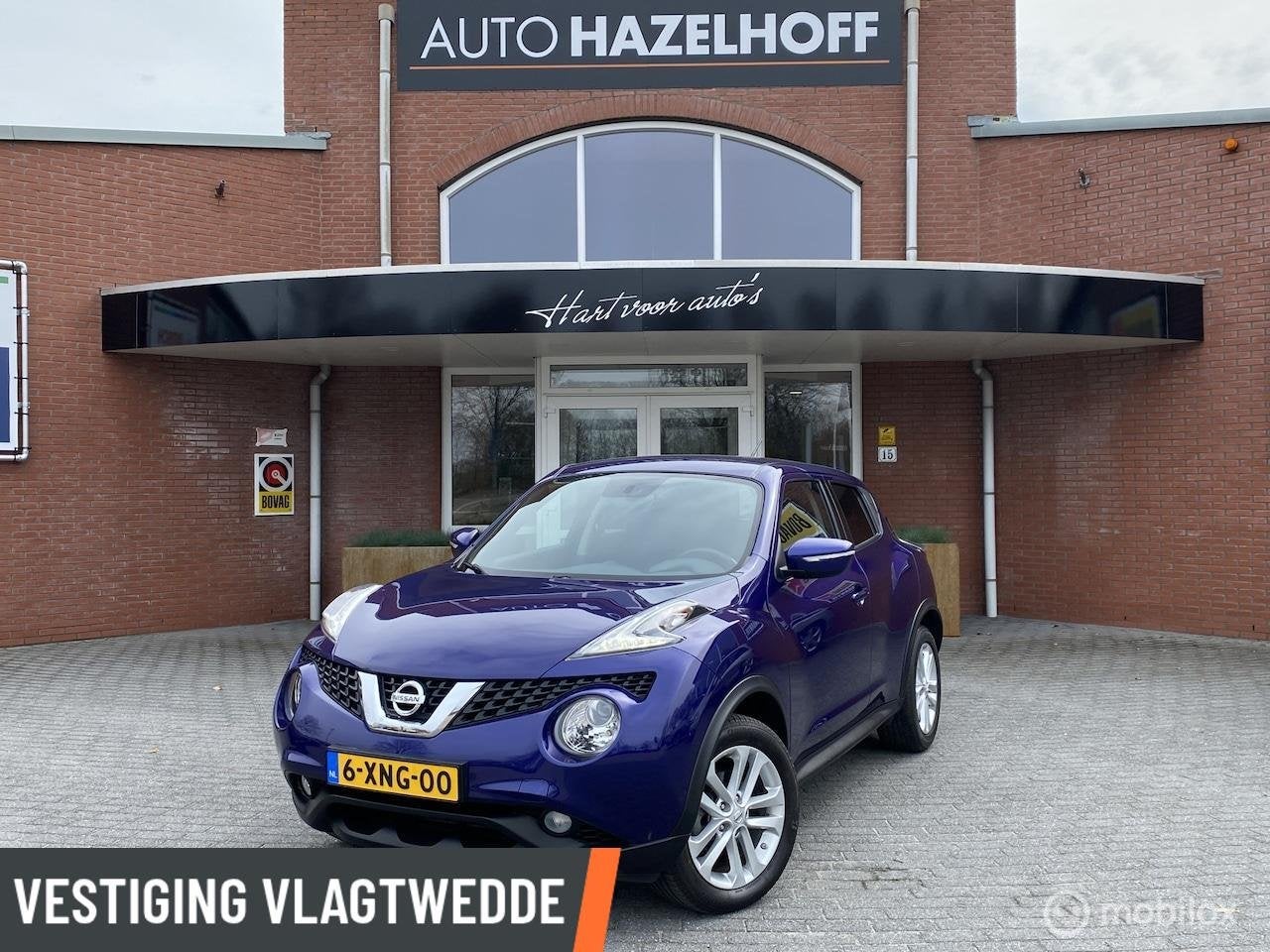 Nissan Juke 1.2 DIG-T S/S Acenta met 96.508km | Clima | Crui, Auto's, Voorwielaandrijving, Stof, Blauw, 116 pk