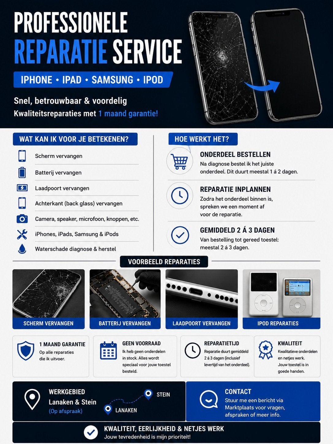 iPhone, iPad, Samsung & iPod Reparaties, Ophalen