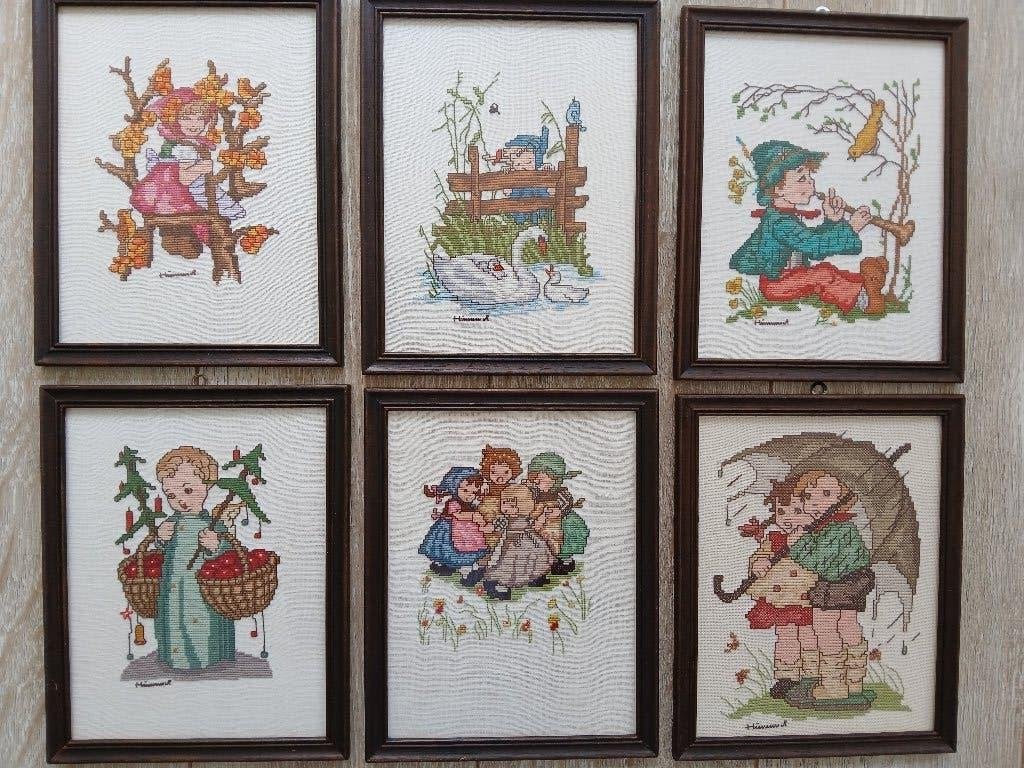 6 stuks geborduurde Hummel afbeeldingen, Hobby en Vrije tijd, Borduren en Borduurmachines, Ophalen of Verzenden, Gebruikt, Overige typen
