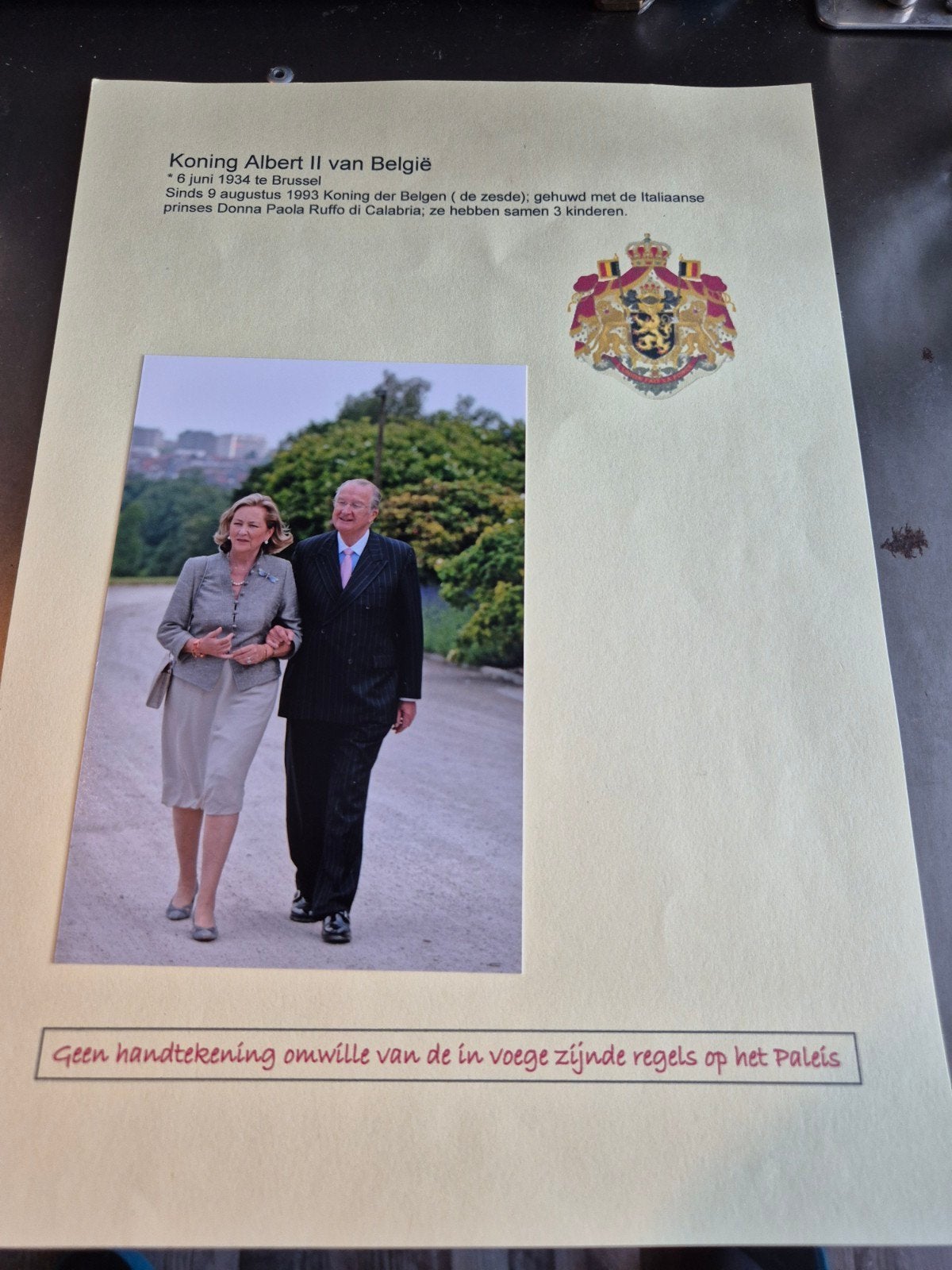 Kaart en brief van Koning Albert II, Ophalen of Verzenden