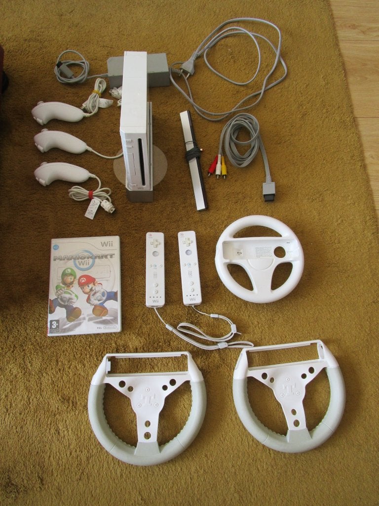 Wii set Mario Kart, Ophalen of Verzenden, Gebruikt, Met 1 controller, Met stuurtje