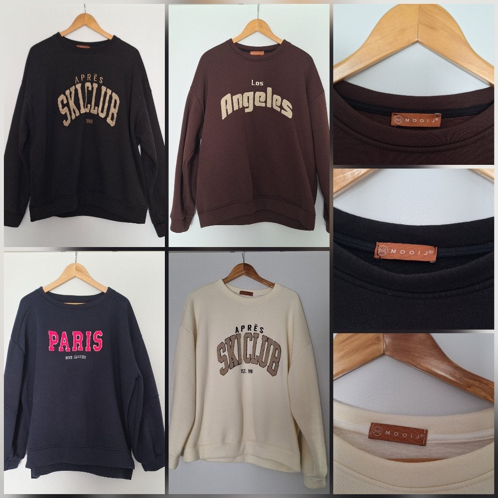 4x nieuwe Mooij dikke sweatshirts one size met print, Mooij, Verzenden, Nieuw, Maat 42/44 (L)