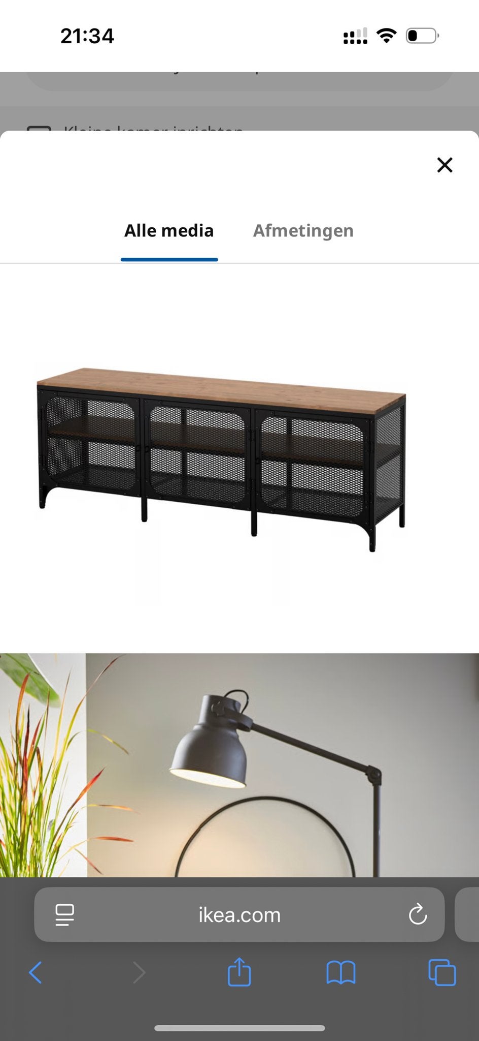 IKEA FJALLBRO TV-meubel/dressoir, zwart/lichtbruin, Ophalen, Gebruikt, 100 tot 150 cm, Minder dan 100 cm