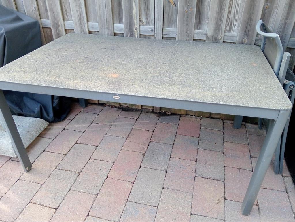 GRATIS Hartvelt tuintafel met glazen plaat, Ophalen, Gebruikt, Rechthoekig, Aluminium