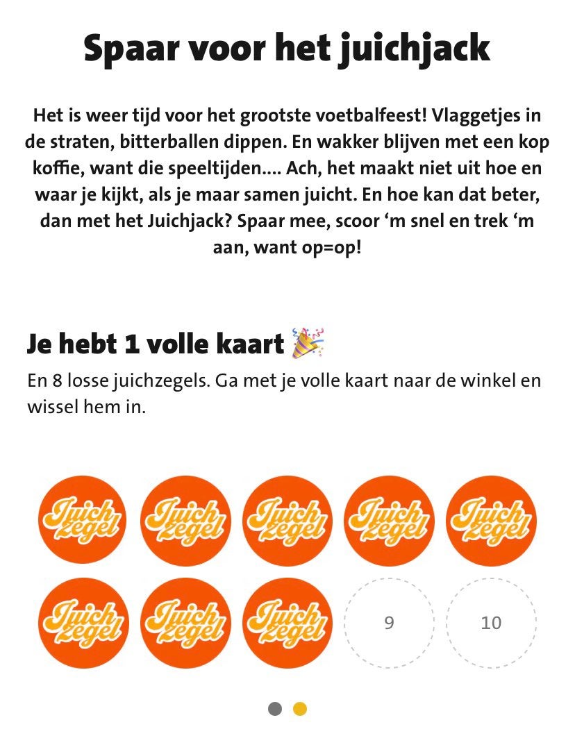 18 juichzegels voor Jumbo juichjack, Jumbo, Ophalen