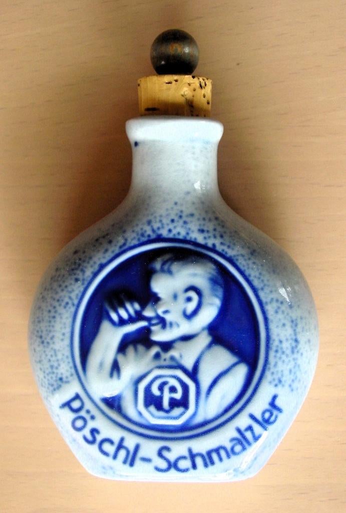 Pöschl-Schmalzler vintage steengoed flesje voor snuiftabak, Ophalen of Verzenden