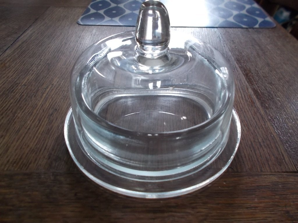 Grote glazen boterstolp - 14 cm, Ophalen of Verzenden