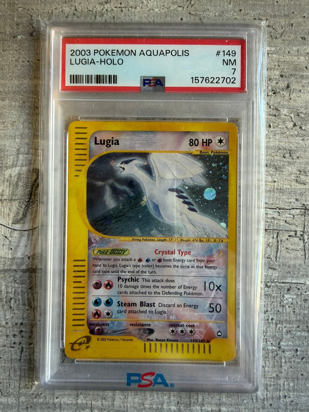 Pokemon Lugia Holo PSA 7 - Aquapolis, Ophalen of Verzenden, Nieuw, Losse kaart
