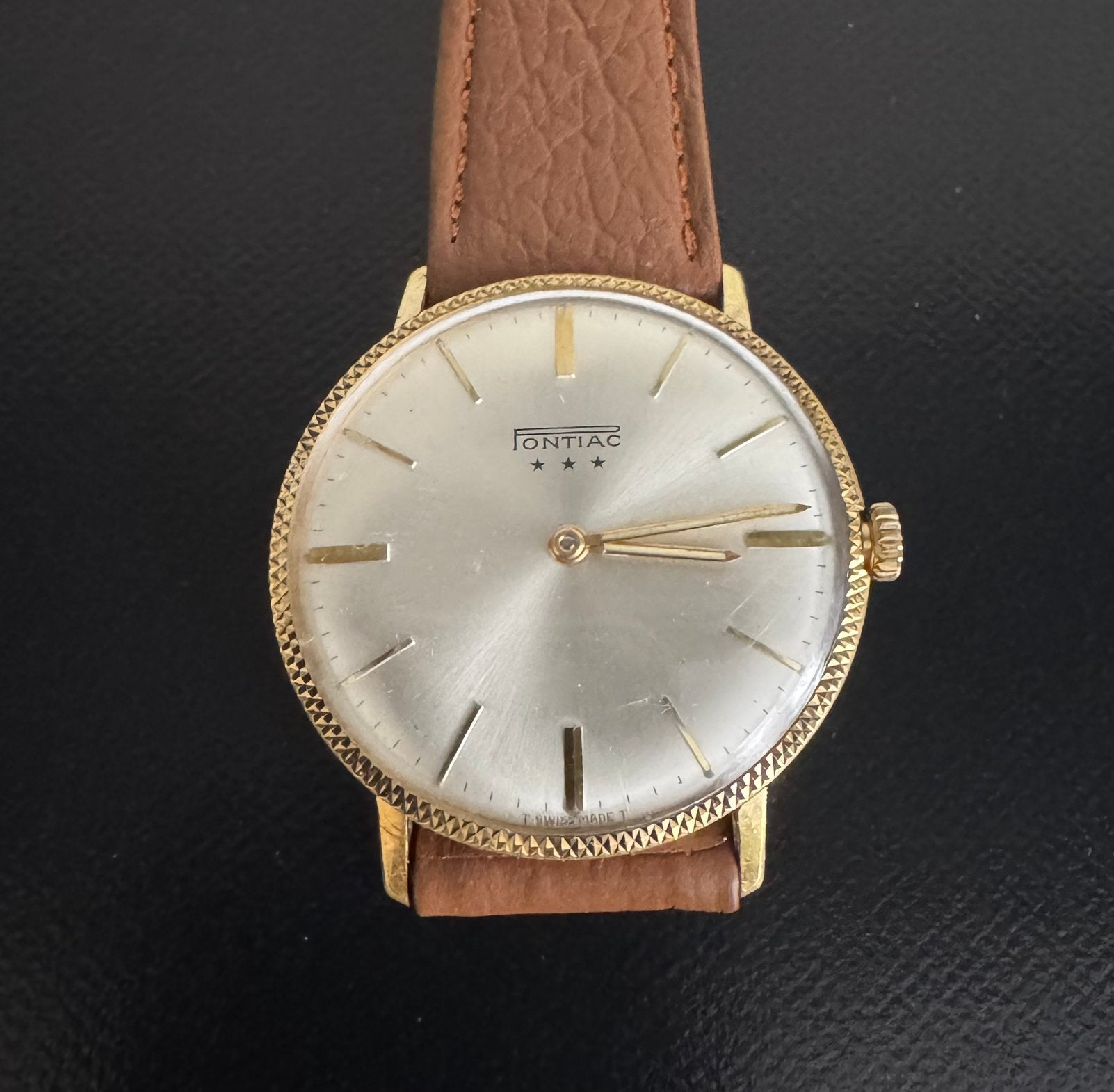 Vintage Pontiac *** dress watch., Overige merken, Polshorloge, Ophalen of Verzenden, Leer