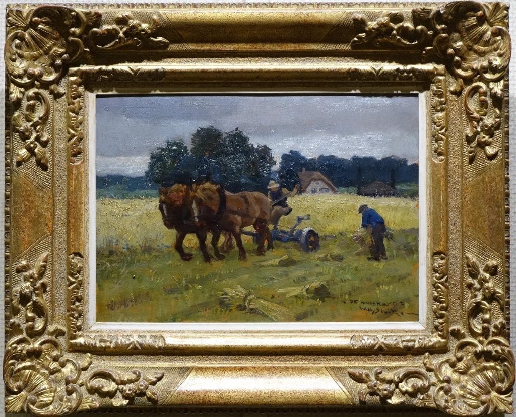 Willy Sluiter – De Hindekamp – olieverf in originele lijst, Ophalen, Paneel, Impressionistisch, Olieverf