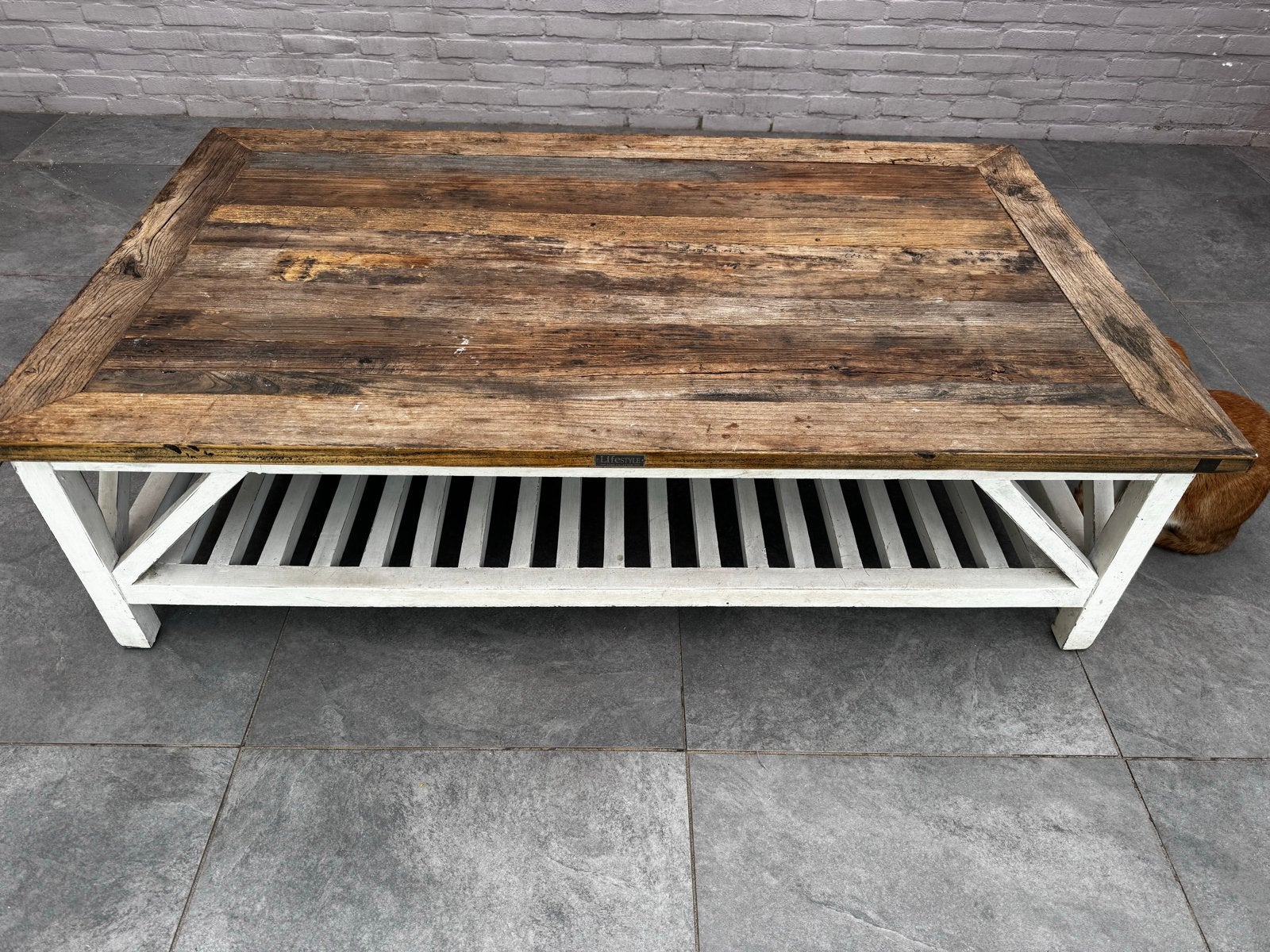 Salontafel Lifestyle Home Collection scheepshout robuust, Huis en Inrichting, Tafels | Salontafels, Ophalen, Gebruikt, 100 tot 150 cm