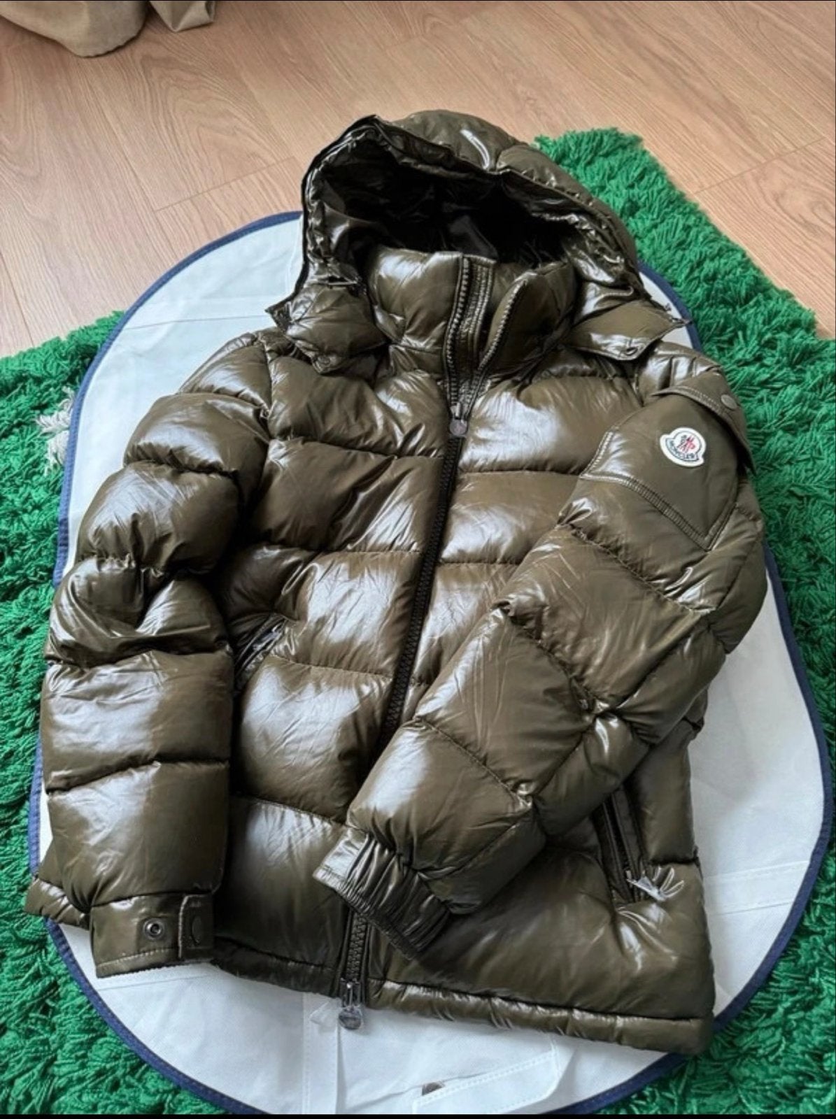 Moncler Maya Donsjack - Militair Groen - Maat 1, Verzenden, Zo goed als nieuw, Maat 46 (S) of kleiner, Groen