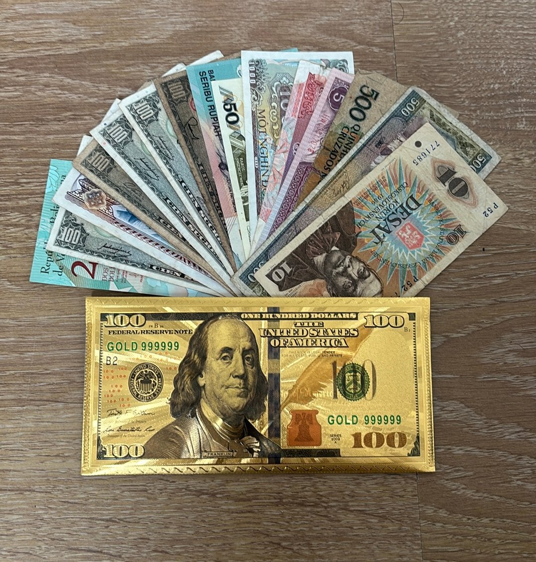 15+ gebruikte bankbiljetten wereld in luxe envelop, Postzegels en Munten, Ophalen of Verzenden, Buitenland, Bankbiljetten