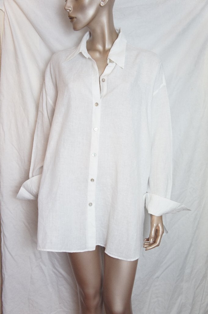 SEIDENSTICKER blouse maat 46 oversize LINNEN, Verzenden, Zo goed als nieuw, Maat 46/48 (XL) of groter, Wit