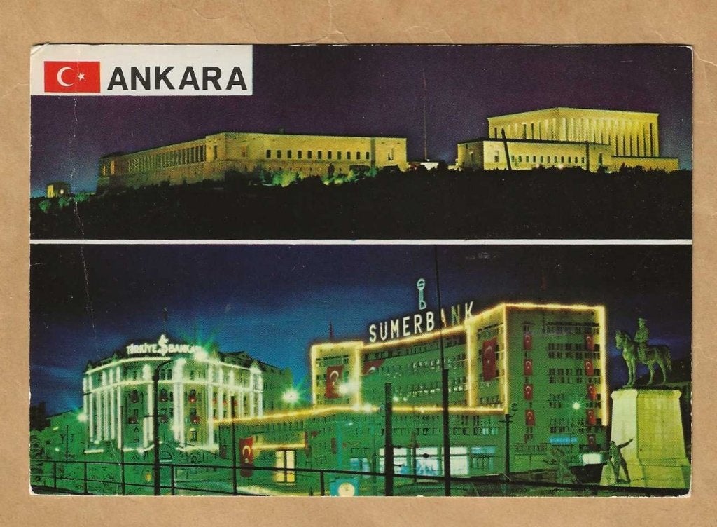 Ankara Turkije - Anitkabir en Ulus Meydanin, Ophalen of Verzenden, 1960 tot 1980, Gelopen, Buiten Europa