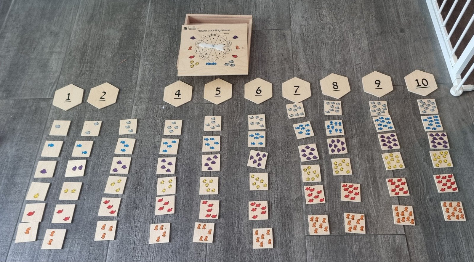 Montessori telbordjes  - cijfers en hoeveelheden, Ophalen, Gebruikt, Puzzelen