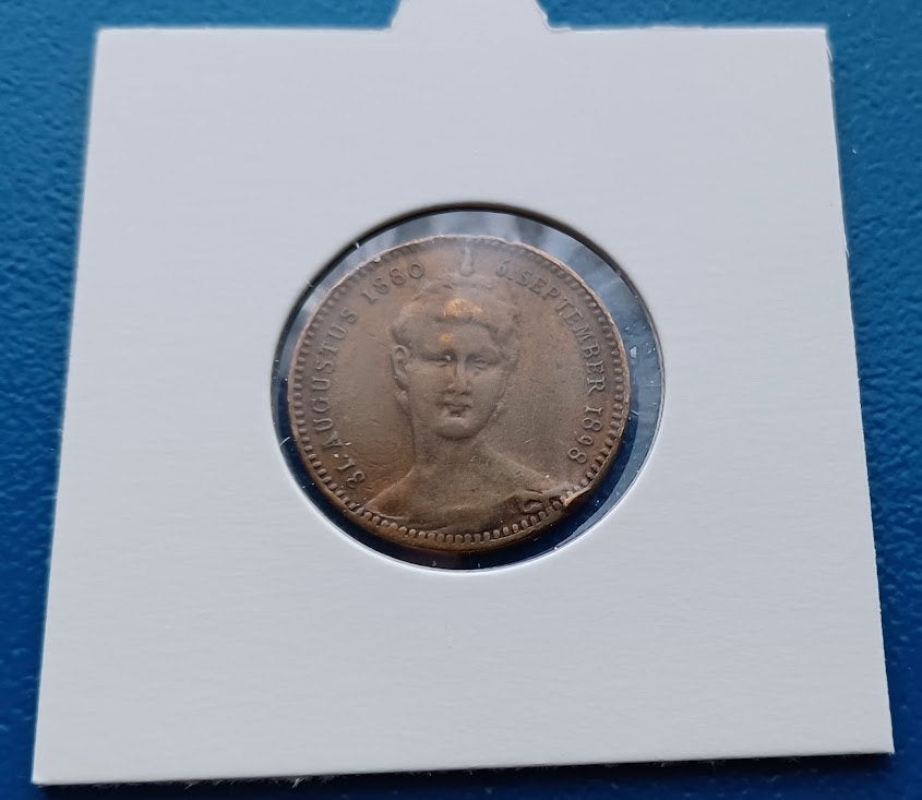 Penning Inhuldiging Koningin Wilhelma 1880-1898 * Zeldzaam, Postzegels en Munten, Penningen en Medailles, Verzenden, Brons, Nederland