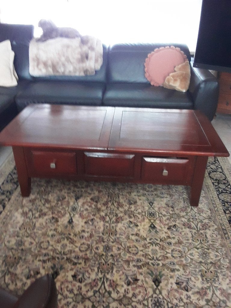 Mooie-Salon-Tafel- Teakhout, Ophalen, 100 tot 150 cm, Teakhout, 50 tot 100 cm