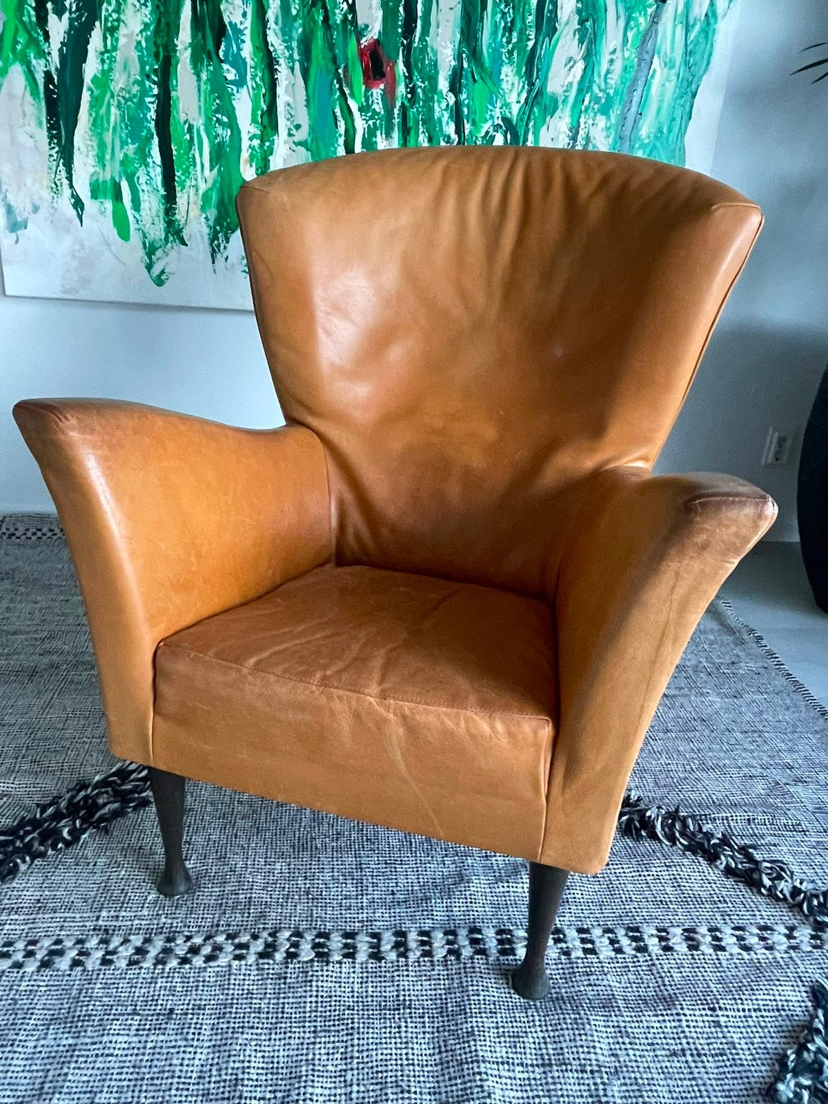 Montis Castor met hocker leder congnac, Huis en Inrichting, Fauteuils, Gebruikt, Ophalen of Verzenden, 50 tot 75 cm, Leer